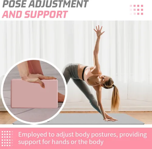Miniatura 4 de Biguphate Bloques de yoga, paquete de 2 bloques de yoga de espuma EVA de soporte, sin látex, bloques de ejercicio antideslizantes, accesorios