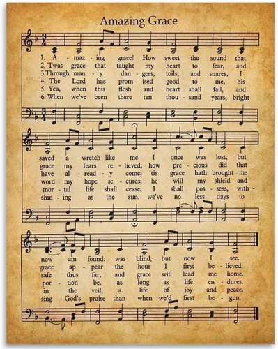 Miniatura 11 de Amazing Grace - Póster artístico para pared, impresión artística sin marco de 11 x 14 pulgadas, gran inspiración, hojas musicales para regalo