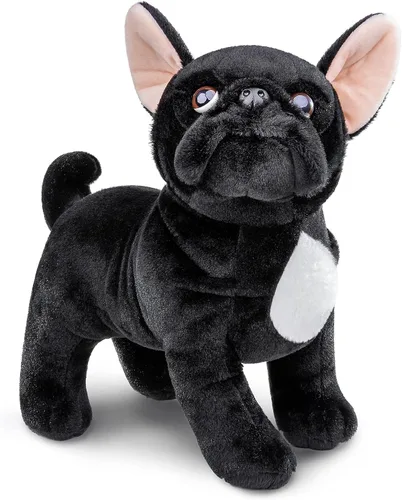 Juguete de peluche de bulldog negro, realista de 13 pulgadas, animal de peluche de perro Bulldog negro, lindo juguete de peluche para cachorros,