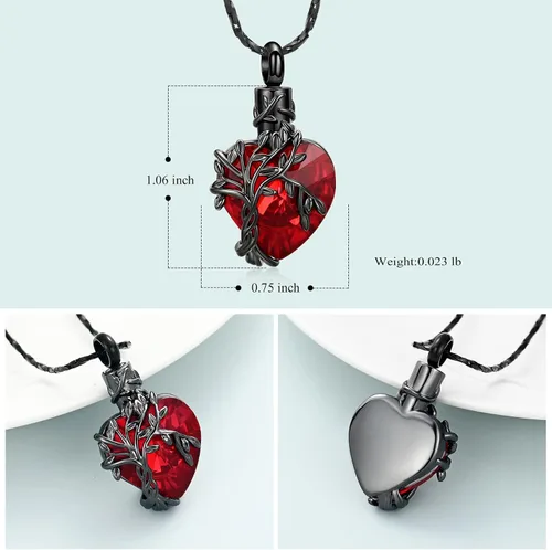 Miniatura 31 de Imrsanl Collar de urna de árbol de la vida con forma de corazón, joyería de cremación para hombres y mujeres, recuerdo, joyería conmemorativa