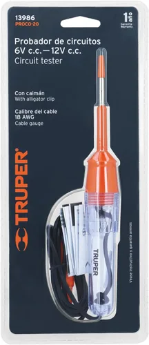 Miniatura 4 de TRUPER PROCO-20 Probadores de circuito CC de 8 pulgadas con abrazadera de 3.3 pies (3.3 ft)