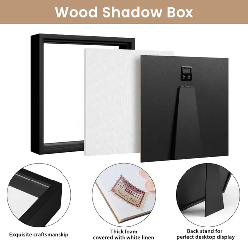 Miniatura 4 de Califortree Caja de Sombras Pequeña de 5x5 con Marco de Imagen y Parte Posterior de Lino Suave - Incluye Pines de Enganche, Exhibidor de Caja