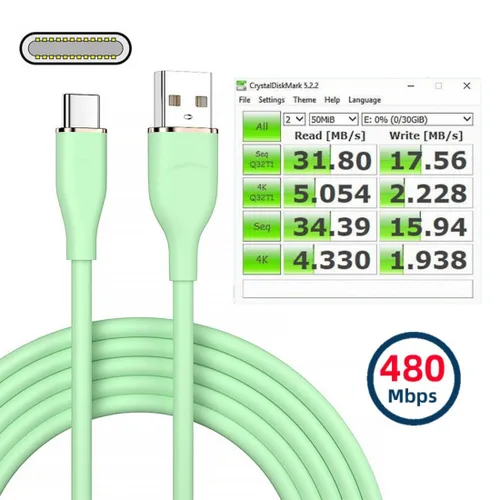 Miniatura 6 de chenyang USB A to C Silicone Cable,USB 2.0 Type C PD 15W Fast Charge Data Extension Cable Compatible with iPhone 15 Black 3.28FT/1.0M
