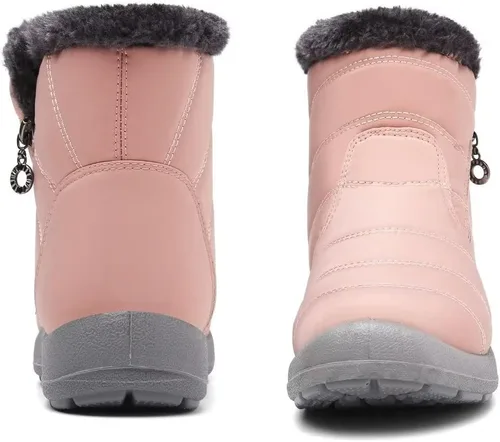 Miniatura 4 de Cheval Botas de invierno con cremallera para mujer, botines cálidos con forro de piel, antideslizantes, impermeables, cómodas, botas de invierno