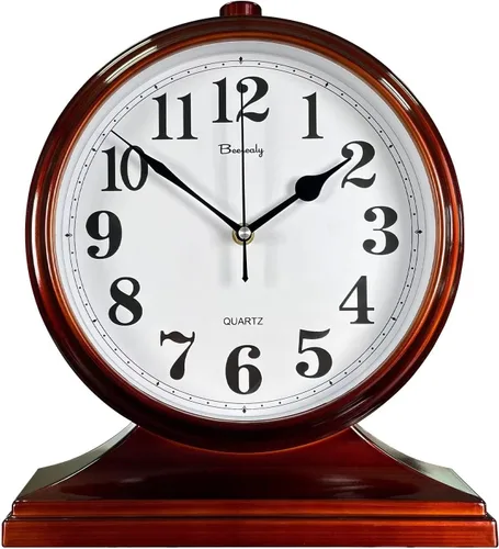Miniatura 8 de Reloj de escritorio, reloj de escritorio retro, reloj de escritorio de 10 pulgadas, silencioso y sin tictac, reloj decorativo antiguo, fácil de leer