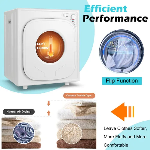 Miniatura 3 de Secadora portátil de acero inoxidable con panel táctil, 2 modos, 4 programas de secado y ventilación de escape ajustable, 13.2 libras, carga