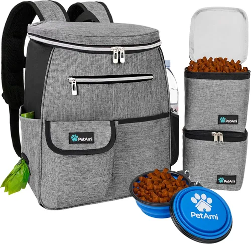PetAmi Mochila para bolsa de viaje para perros, bolsas para perros aprobadas por aerolíneas para viajes, suministros para bolsas de pañales para Gris