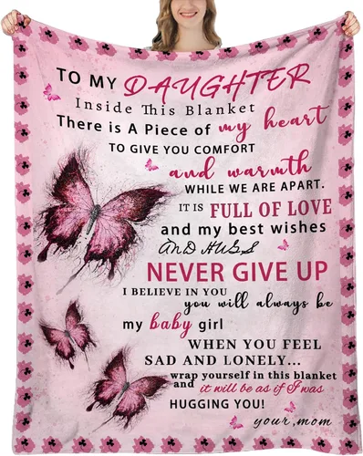 Regalos para hija para Navidad, regalos de cumpleaños para hijas de parte de mamá, regalo para hija de mamá, día de la madre, manta de hijas, 80 x