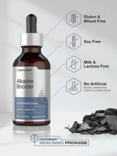 Miniatura 5 de Horbaach - Gotas de agua alcalinas 2 onzas líquidas Suplemento de equilibrio de pH Refuerzo con minerales Sin OMG y sin gluten