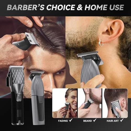 Miniatura 2 de Juego de cortapelos inalámbrico profesional para hombres y recortadoras, 240 minutos de funcionamiento con pantalla LED, kit de corte de pelo