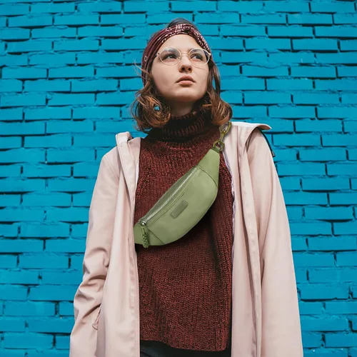 Miniatura 8 de Bolso pequeño de la honda para las mujeres del riñonera de nylon con la correa ajustable, Verde