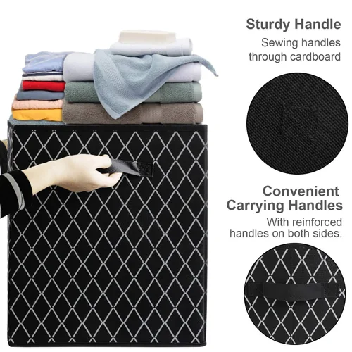 Miniatura 7 de Caja de almacenamiento de juguetes para niños y niñas, contenedor organizador grande plegable y resistente con tapa abatible de tela y asas