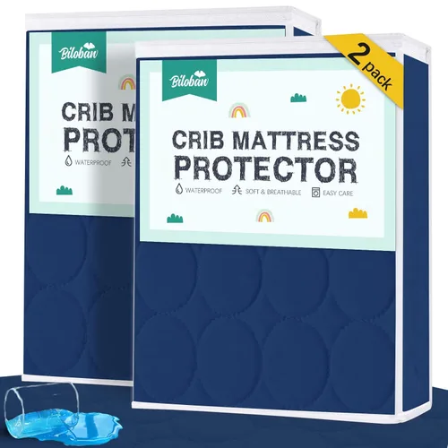 Miniatura 15 de Sábanas protectoras de colchón de cuna impermeables, paquete de 2, funda acolchada ajustable para colchón de cuna que se adapta a colchones de cama