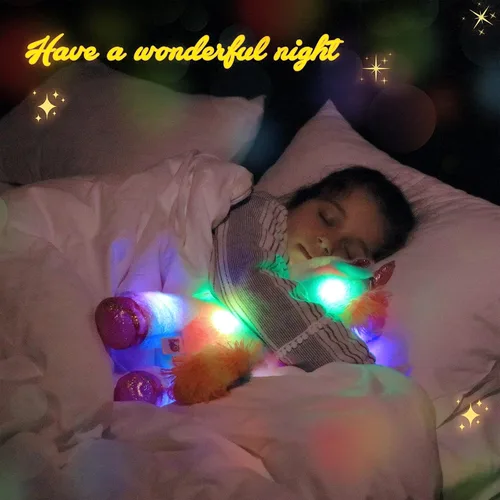 Miniatura 2 de Easfan Animal de peluche con luces LED de unicornio con luces nocturnas coloridas que brillan en la oscuridad, festival de cumpleaños para niños