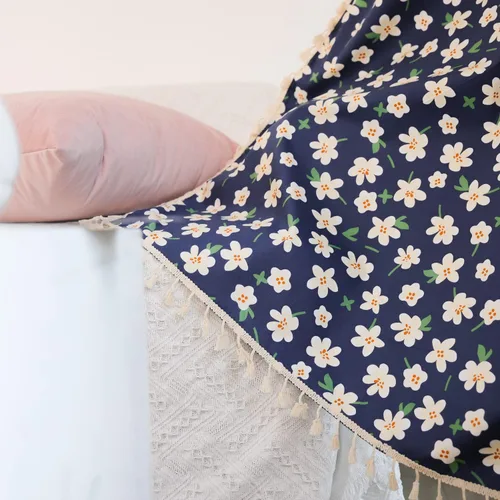 Miniatura 69 de Deeprove Cortinas bohemias para dormitorio, rayas huecas de ganchillo crema y estampado floral, tela de lino de algodón, con borlas beige bohemias