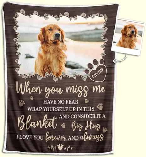 Miniatura 10 de Manta conmemorativa personalizada para perros, mantas personalizadas con fotos de mascotas, regalos conmemorativos para perros por la pérdida