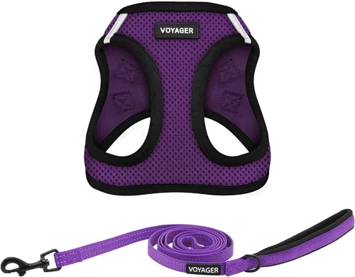 Miniatura 25 de Combo de arnés de malla Voyager Step-in Air para todo clima y correa reflectante para perro de 5 pies con mango de neopreno, para cachorros de razas