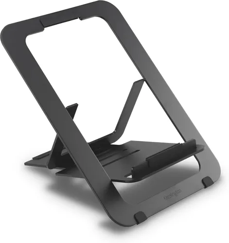 Kensington Adjustable Aluminum Laptop Stand for Desk, Ultra-Slim Lightweight Foldable Portable Notebook Holder, Anti-Slip Silicone Tablet Mount for