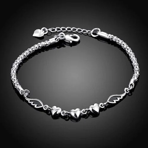Miniatura 4 de Bluelanss Pulseras para mujer, plata de ley 925 con dije de corazón y alas de amor, joyería, regalo para cumpleaños, San Valentín, Navidad