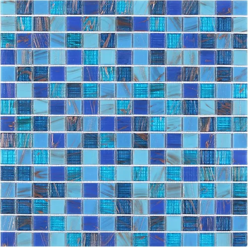 LSDECO Azulejos de mosaico de 12 x 12 pulgadas, azulejos de vidrio, azulejos para cocina, baño, piscina (mezcla de azul cobalto, 1 pies cuadrados)