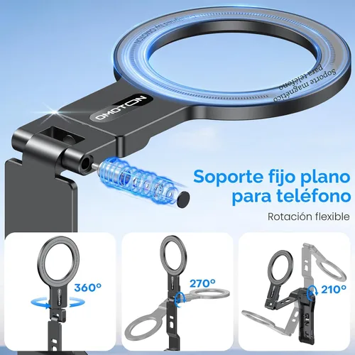 Miniatura 8 de OMOTON TP03 [ultradelgado] para trípode MagSafe, trípode magnético giratorio de 360° para iPhone 17/16 Pro Max Air para mujeres y hombres, soporte