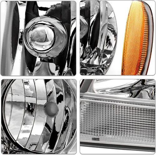 Miniatura 5 de TUSDAR Juego de faros halógenos para Jeep Grand Cherokee WJ 1999-2004 del lado del conductor y acompañante con carcasa cromada y reflector ámbar