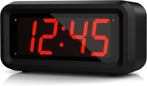 Miniatura 11 de KWANWA Reloj Despertador, Reloj Digital, Pantalla Constantemente de Dígitos LED Azules de 1.2'', Funciona con Baterías, Repetición, Reloj de Pared