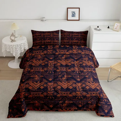 Miniatura 32 de Erosebridal Juego de edredón exótico tamaño individual, ropa de cama tribal, estadounidense, suroeste, étnico, bohemio, abstracto, geométrico, juego