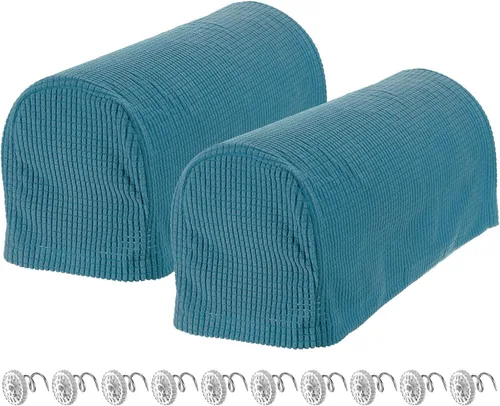 Miniatura 10 de uxcell Fundas elásticas para reposabrazos antideslizantes para sillas, sofás, fundas de brazo para sofá reclinable, 1 juego con pasadores giratorios
