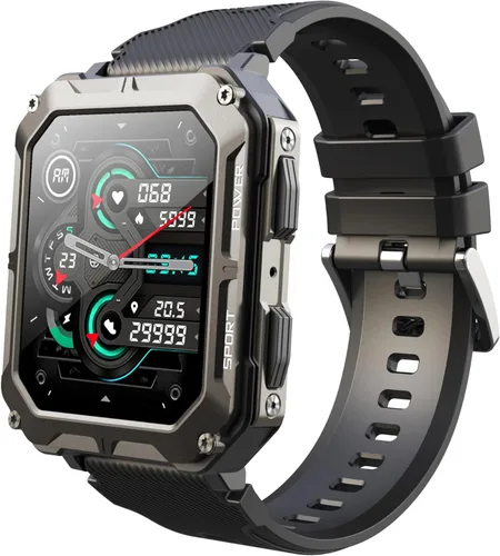 Gravity C20 Pro - Reloj inteligente resistente de 1.83 pulgadas, resistente al agua IP68, llamada Bluetooth, voz AI, más de 100 modos deportivos,