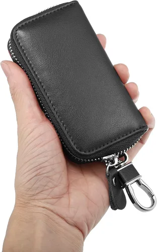Miniatura 2 de X AUTOHAUX Estuche para llaves de coche con cremallera de piel sintética multifuncional universal para llaves de coche, bolsillo para llave remota