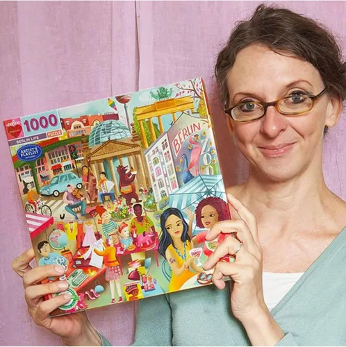 Miniatura 5 de eeBoo Berlin Life - Rompecabezas de 1000 piezas para adultos, cuadrado de 23 x 23 pulgadas, fabricado con tablero reciclado y tinta a base
