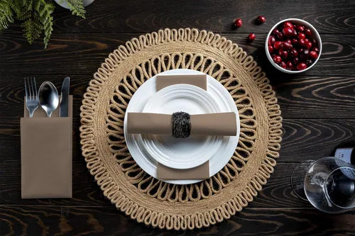 Miniatura 4 de 100 servilletas de papel de color beige con tacto de lino, suaves y absorbentes, para cocina, fiesta, boda, baño o cualquier ocasión (paquete de 100)