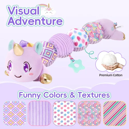 Miniatura 3 de Juguetes de bebé unicornio 6-12 meses Juguetes musicales de peluche para bebés recién nacidos Juguetes sensoriales para tiempo de barriga para bebés
