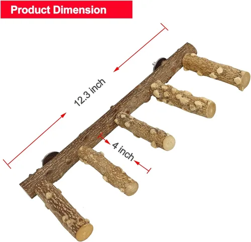 Miniatura 2 de Escalera para pájaros, jaula de perca, soporte de madera natural, juguete masticable para loros pequeños y medianos (M) (escalera de pájaro)