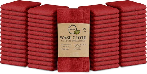 Miniatura 34 de Paquete de 24 paños 100 % algodón (12 x 12 pulgadas), suaves, altamente absorbentes, toallas para la cara, paños de lavado para la cara, hilado