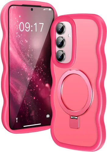 Miniatura 20 de [Soporte magnético y marco ondulado] Funda para Samsung Galaxy S24 Ultra [compatible con MagSafe] [protección militar contra caídas] no amarillenta