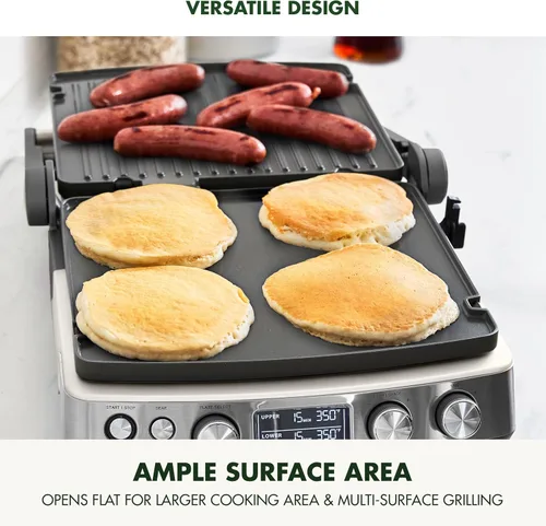 Miniatura 3 de GreenPan Elite Parrilla de Contacto y Plancha Multifunción 7 en 1, Antiadherente Cerámico Saludable, Placas para Parrilla y Waffle, Tono y Blanco