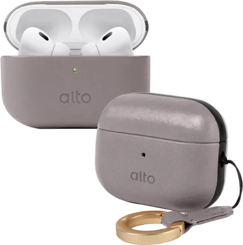 Miniatura 9 de alto Funda de Cuero Italiano Compatible con AirPods Pro 2ª Generación 2022 Mujeres Hombres Carcasa Rígida Protectora Soporta Carga Inalámbrica LED
