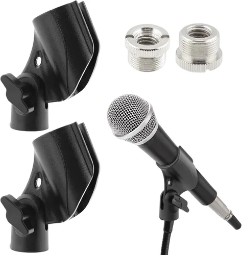 Miniatura 9 de Clip de micrófono de ángulo ajustable en forma de U Soporte de clip de micrófono con adaptador de tornillo Soporte universal para micrófono