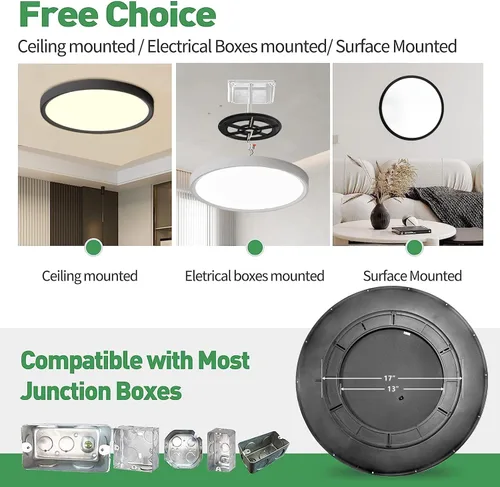 Miniatura 4 de Lámpara de techo LED empotrada grande de 24 pulgadas, 50W, 5480LM, 3000K/4000K/6000K CCT seleccionable, luminaria de techo de panel plano redondo