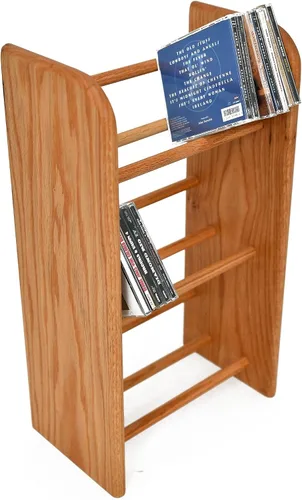 Miniatura 12 de Wood Shed Hill 04 Series - Estante de almacenamiento de CD estilo clavija, estante de almacenamiento de madera de roble real y estantes de Miel