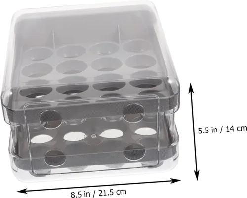 Miniatura 3 de Caja de almacenamiento para huevos estilo cajón de huevos 32 compartimentos reutilizable almacenamiento de cocina Gris