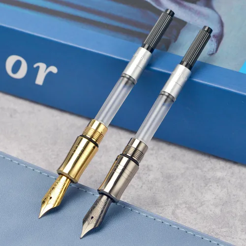 Miniatura 9 de HONG DIAN N11 Pluma estilográfica, punta extrafina suave recubierta de titanio en color negro, diseño geométrico azul pavo real y rombo con estuche