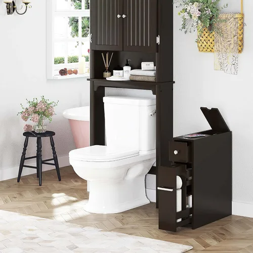 Miniatura 5 de Spirich - Gabinete delgado de almacenamiento para baño, soporte independiente para papel higiénico, gabinete de baño con cajón deslizable