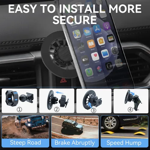 Miniatura 6 de BEHAVE Soporte magnético para teléfono Mazda CX5 2024-2017, soporte de teléfono ajustable en 360° para iPhone Magsafe, compatible con iPhone