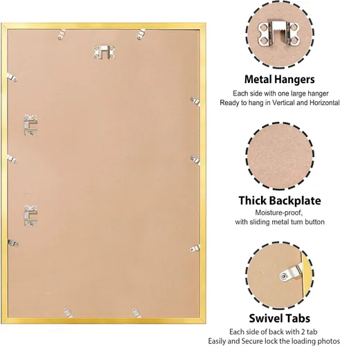 Miniatura 4 de Annecy Portarretratos dorado de 12 x 18 pulgadas (paquete de 1), marco de 12 x 18 pulgadas para decoración de pared, estilo clásico dorado