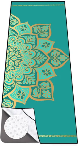 Miniatura 11 de Colorful Star Toalla de yoga con bolsillos en las esquinas, puntos de agarre antideslizantes, absorbentes del sudor, toallas para esterilla de yoga