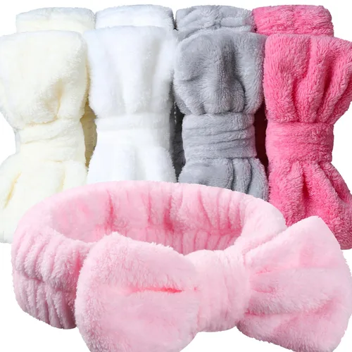 Miniatura 7 de Teenitor 5 diademas de maquillaje con lazo extraíble, diadema de spa para lavar la cara para adolescentes y mujeres, cesta de regalo