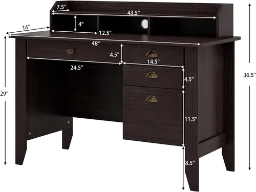 Miniatura 3 de Escritorio para computadora de 48 pulgadas con 4 cajones de almacenamiento y mesa ejecutiva de madera para PC y portátil